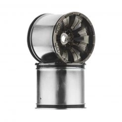 Axial 1/6-1/8 Oversize 8-Spoke 3.8 Wheels, 17 & 14mm Hex, Black Chrome (2)