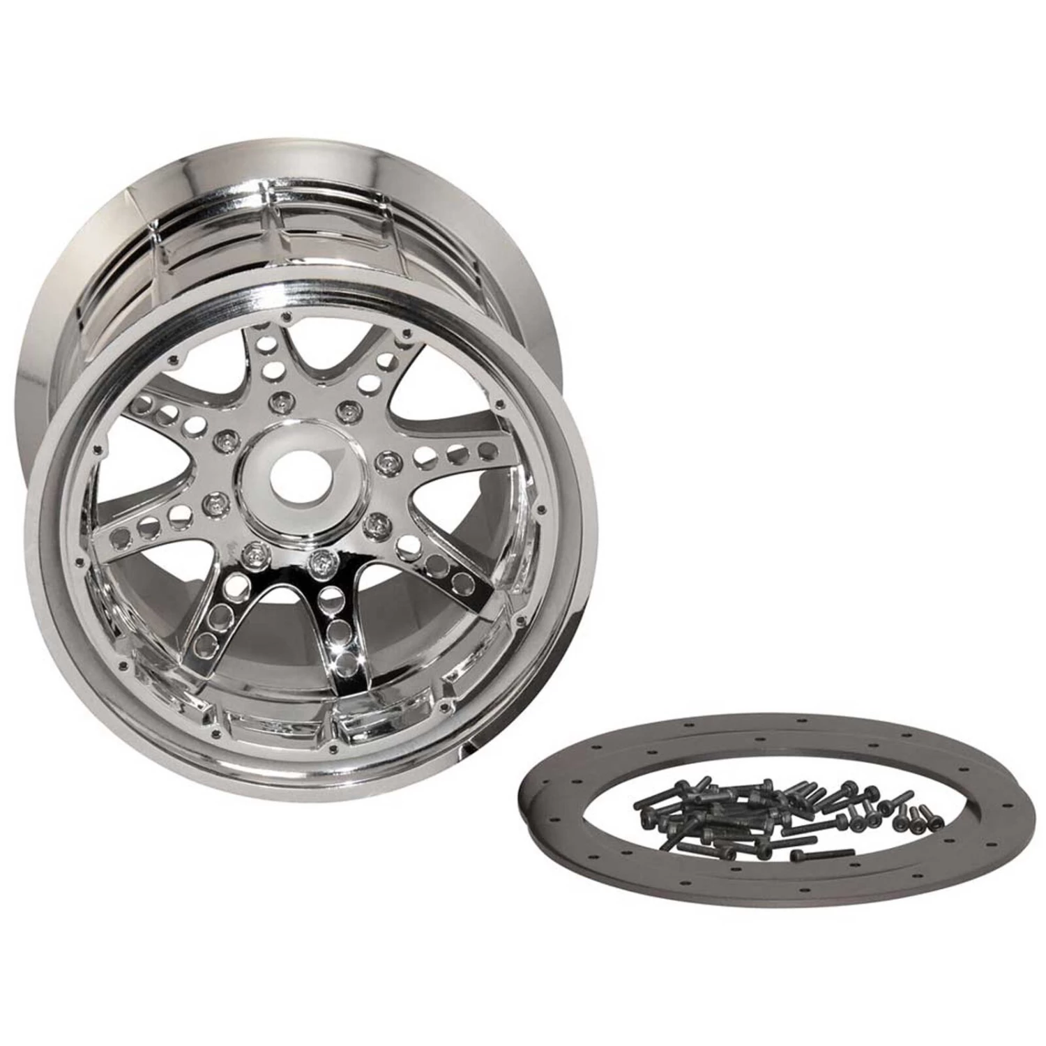 Axial 1/8 Oversize 8-Spoke 3.8 Beadlock Wheels, 17mm Hex, Chrome (2) 1 Axial 1/8 Oversize 8-Spoke 3.8 Beadlock Wheels, 17mm Hex, Chrome (2)